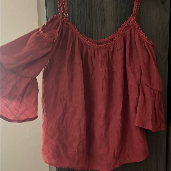 Rust-Orange Flutter Crepe Sleeve Blouse by Forever 21 - Picture 3 of 4